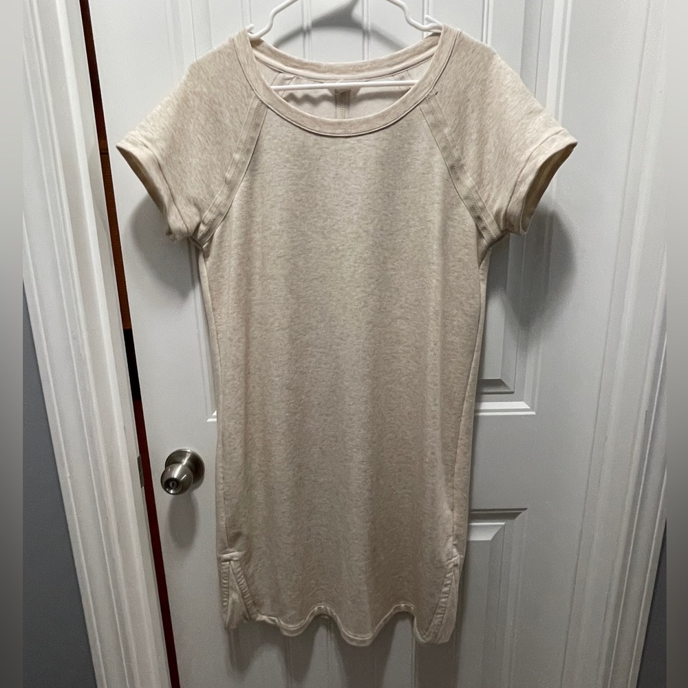 Adorable, comfortable & soft Tshirt dress!Dress it up or dress it casual!Size L.
